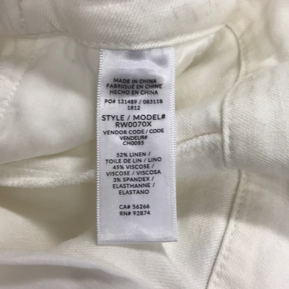 Splendid Wide leg cropped white linen pants Sz S - Picture 5 of 6